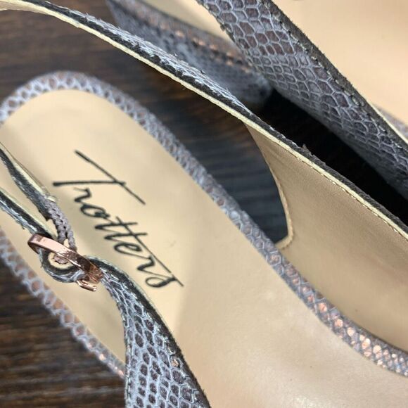 Trotters Joselyn Snakeskin Metallic Print Slingback Flat Shoe Size 8.5M NEW - Picture 6 of 7